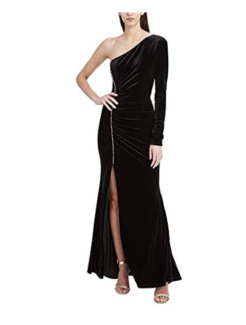 BCBGMAXAZRIA Women's One Sleeve Evening Gown with Side Slit