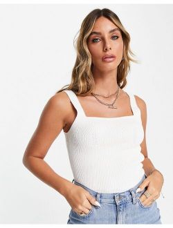 knitted square neck cami in cream