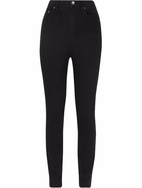 Dolce & Gabbana high-rise logo-plaque skinny jeans