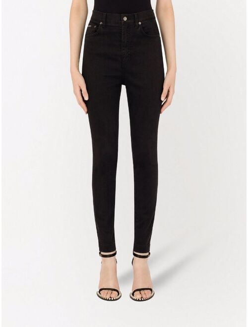 Dolce & Gabbana high-rise logo-plaque skinny jeans