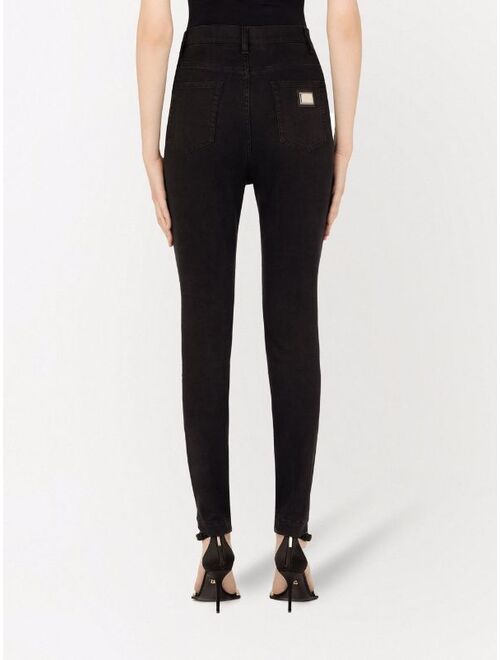 Dolce & Gabbana high-rise logo-plaque skinny jeans
