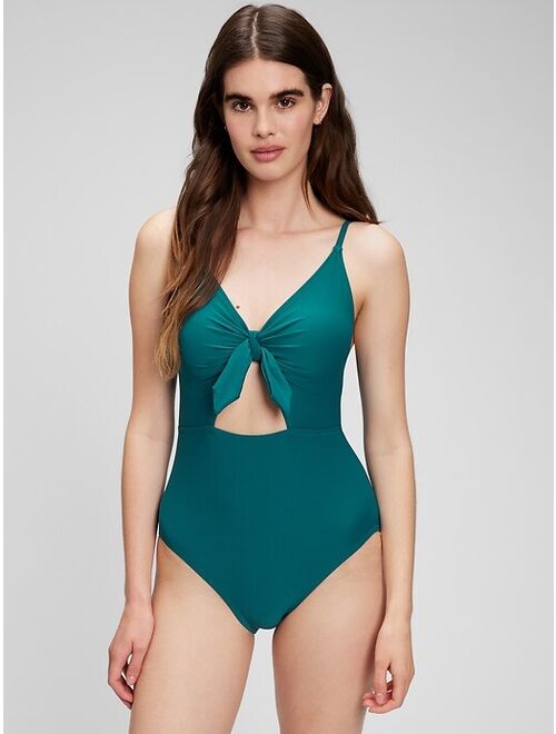 GAP Recycled Bunny-Tie Cutout One-Piece Swimsuit for plus size