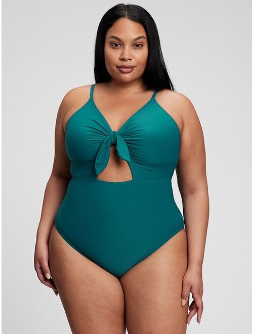 GAP Recycled Bunny-Tie Cutout One-Piece Swimsuit for plus size