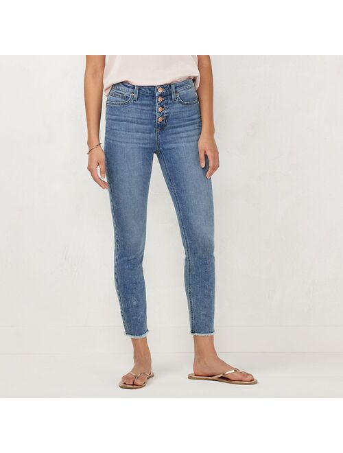 Little Co. by Lauren Conrad Petite High Waisted Raw Hem Skinny Ankle Jeans