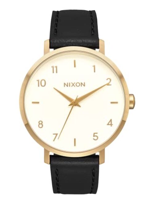 NIXON Arrow Leather A1091 - Gold/Cream/Black - 50m Water Resistant Women's Analog Classic Watch (38mm Watch Face, 17.5mm Leather Band)
