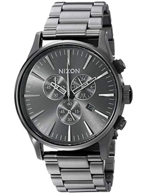 NIXON Sentry Chrono A386 - 100m Water Resistant Men's Analog Classic Watch (42mm Watch Face, 23mm-20mm Stainless Steel Band)