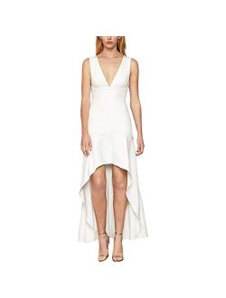 Max Azria Women's Plunging High-Low Sleeveless Flounce Hem Gown