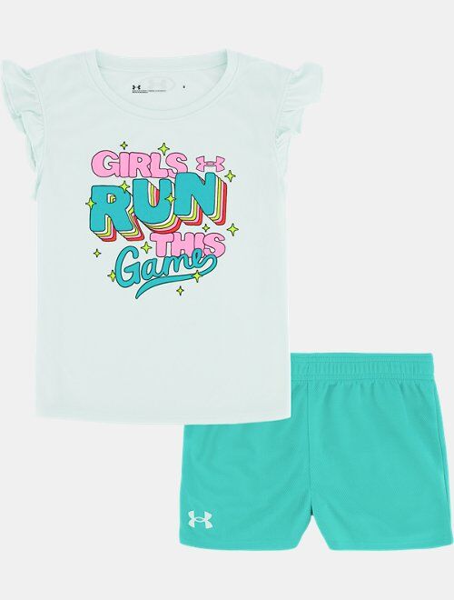 Under Armour Girls' Pre-School UA Run the Game Flutter T-Shirt & Shorts Set