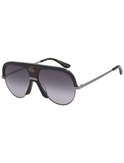 0477S 002 Black Plastic Aviator Sunglasses Grey Gradient Lens