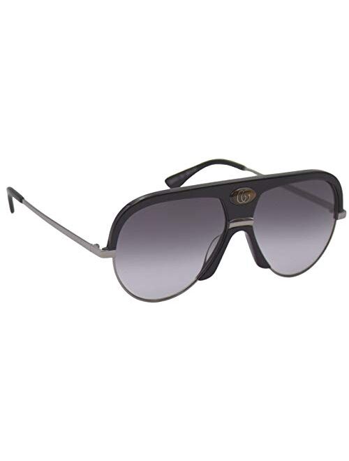 Gucci 0477S 002 Black Plastic Aviator Sunglasses Grey Gradient Lens