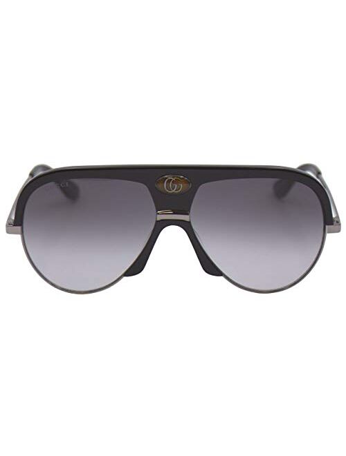Gucci 0477S 002 Black Plastic Aviator Sunglasses Grey Gradient Lens