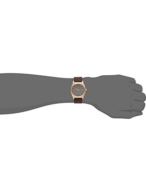 Nixon Time Teller Rose Gold/Gunmetal/Brown Unisex Watch (37mm. Rose Gold/Gunmetal Face/Brown Leather Band)