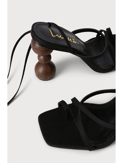 Lulus Keoka Black Lace-Up Sculpted Lace-Up High Heel Sandals