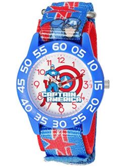 Marvel Boy's 'Captain America' Quartz Plastic and Nylon Watch, Color:Blue (Model: W003211)