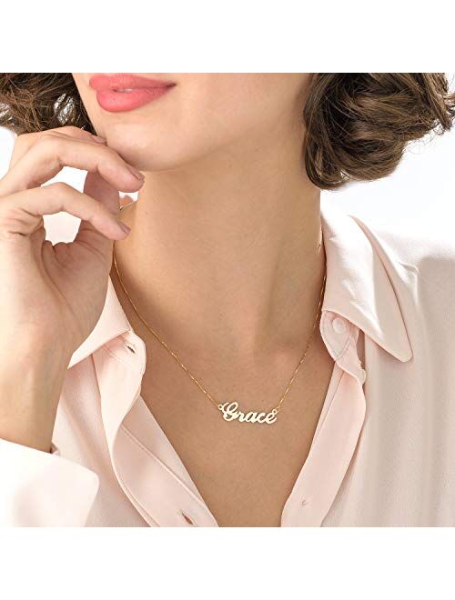 MyNameNecklace - Personalized Classic Name Necklace Pendant for Woman - Nameplate Cursive Style in Sterling Silver – Customized Jewelry - Gift for Women – Gifts for Chris