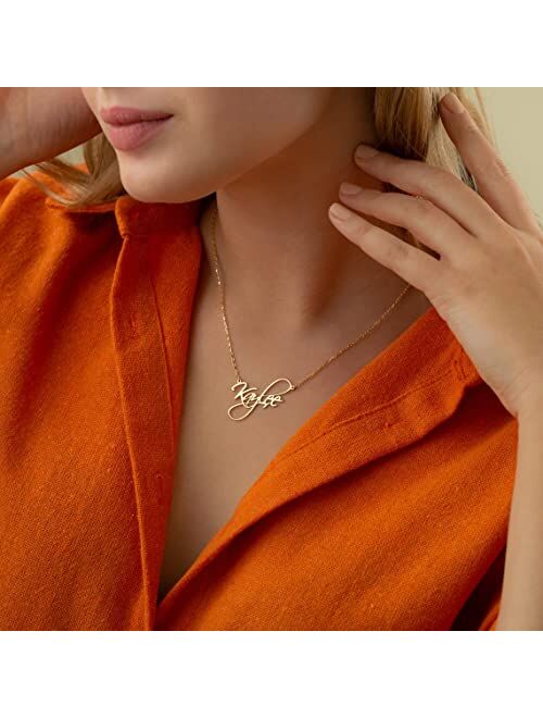Dayofshe Layered 2 Names Necklace Personalized, Custom Double Chain Choker Necklace 18K Gold Plated Nameplate Pendant for Girls Women Mother