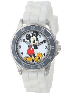 Disney Kids' MK1240 Silver-Tone Watch with White Rubber Band