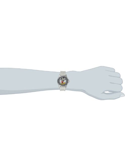 Accutime Disney Kids' MK1240 Silver-Tone Watch with White Rubber Band