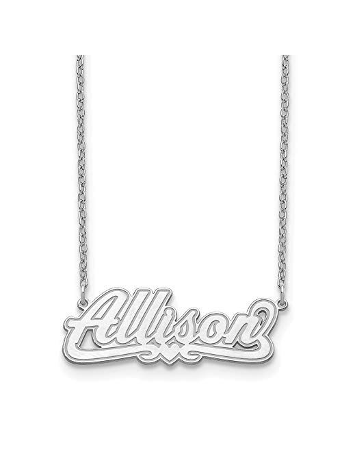 Roy Rose Jewelry Custom Made Personalized Name Necklace Pendant Cursive with Heart, size 1.1" inches, Choice in 10K, 14K Gold, or Sterling Silver