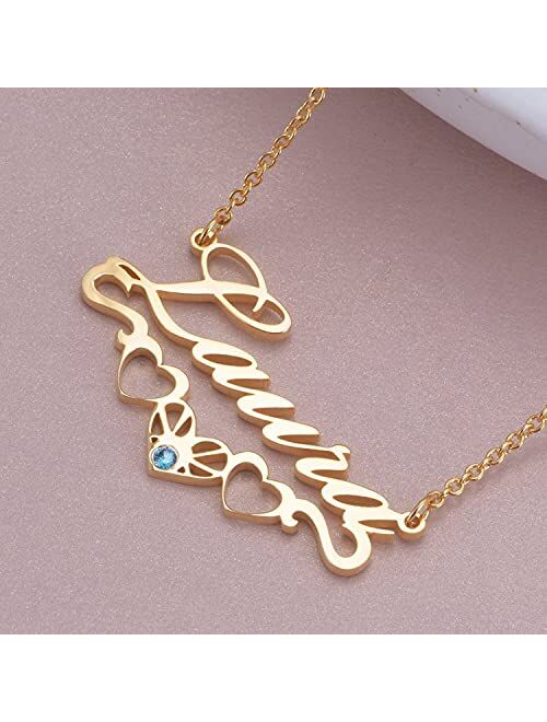 Ayafee Name Necklace Personalized 10K 14K 18K Gold Custom Name Necklace Nameplate Pendant Jewelry Gift for Women, Girls
