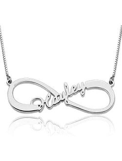 DaMei Personalized 1-6 Name Necklace for Women Custom Infinity Mother Daughter Necklace Family Name Necklace for Mothers Day