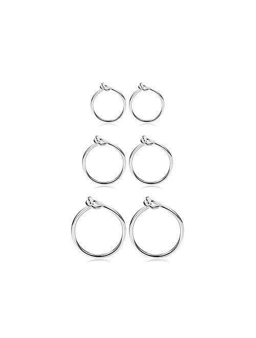Fiasaso 3 Pairs 925 Sterling Silver Hoop Earrings For Women Girls Small Hoop Earrings Sleeper Earrings Piercing Jewelry Set 6MM 8MM 10MM