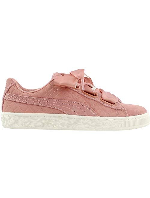 PUMA Women's Suede Heart Quilt Casual Sneakers with Ribbon Laces, Green
