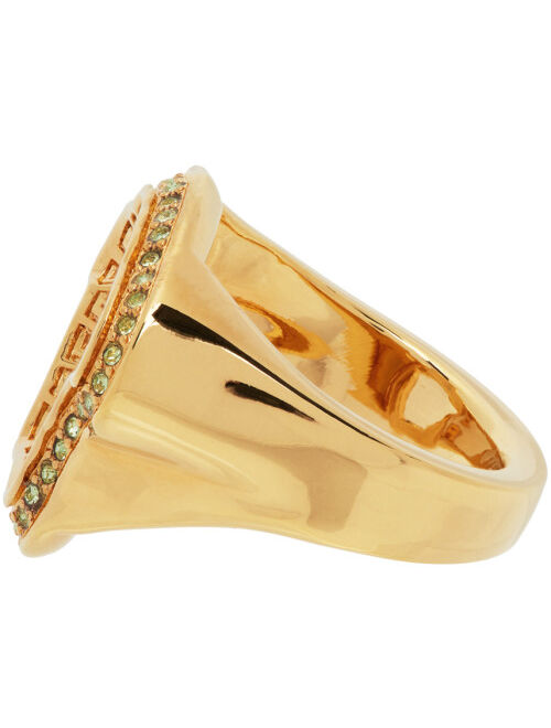 Versace Gold Grecco Crystal Curved Ring