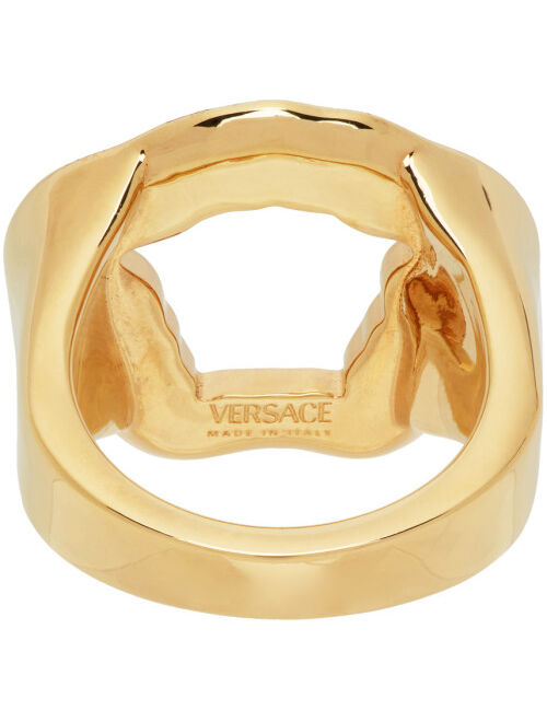 Versace Gold Grecco Crystal Curved Ring