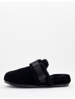fluff slippers in black