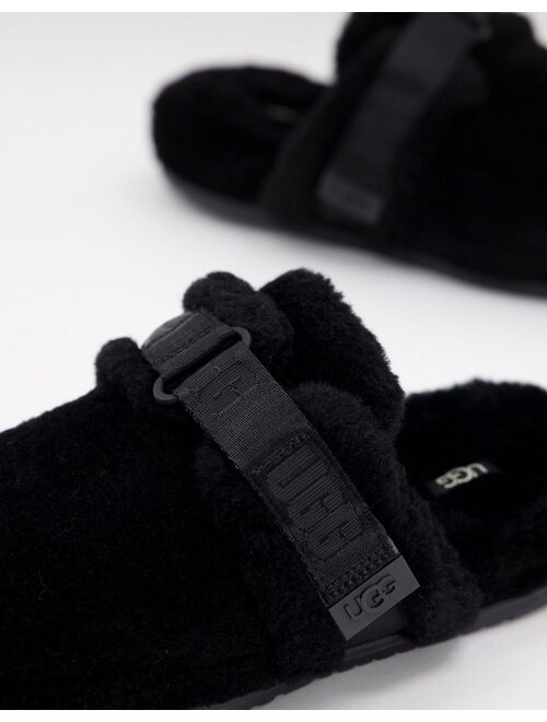 UGG fluff slippers in black
