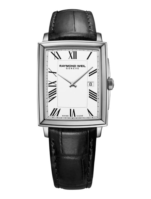 Raymond Weil Men's Swiss Toccata Black Leather Strap Watch 29x37mm