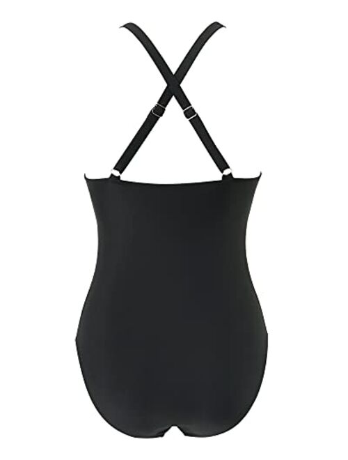 RXRXCOCO Women Cutout One Piece Swimsuit Tummy Control Cross Back Bathing Suit