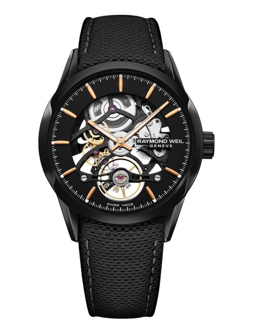 Raymond Weil Men's Swiss Automatic Freelancer 1212 Black Leather Strap Watch 42mm