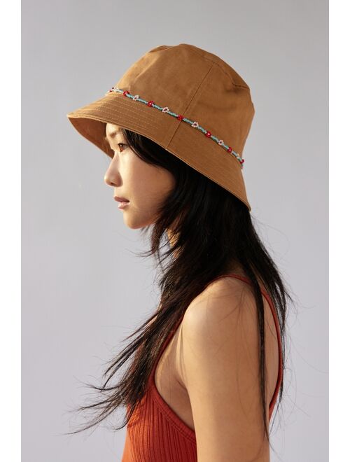 Urban Outfitters Daisy Beaded Trim Bucket Hat