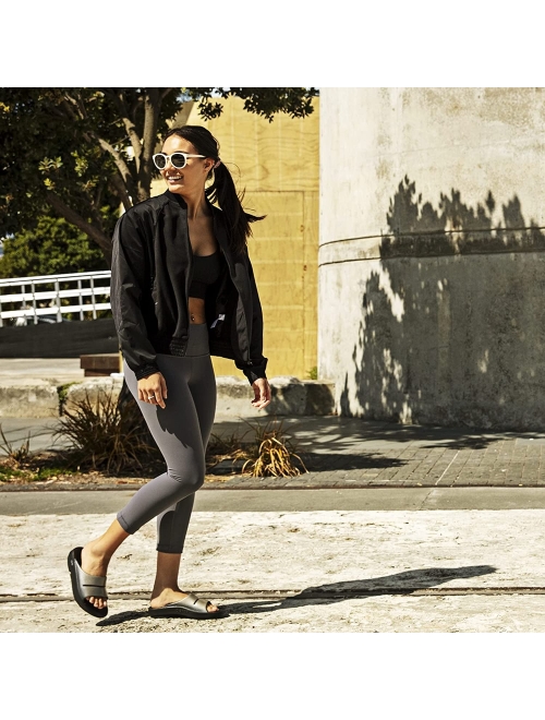 OOFOS OOahh Luxe Slide Sandal - Lightweight Recovery Footwear - Reduces Stress on Feet, Joints & Back - Machine Washable - Hand-Painted Treatment - Women's