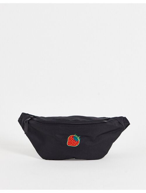 ASOS DESIGN fanny pack with strawberry embroidery