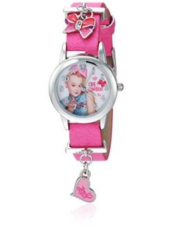 JoJo Siwa Girls' Analog-Quartz Watch with Leather-Synthetic Strap, Pink, 12 (Model: JOJ5002)