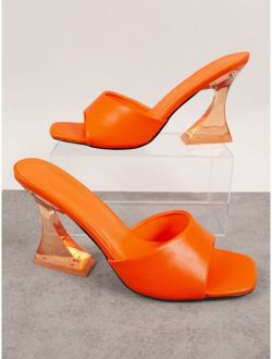 Open Toe Perspex Heel Mules
