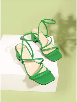 Minimalist Buckle Decor Ankle Strap Sandals