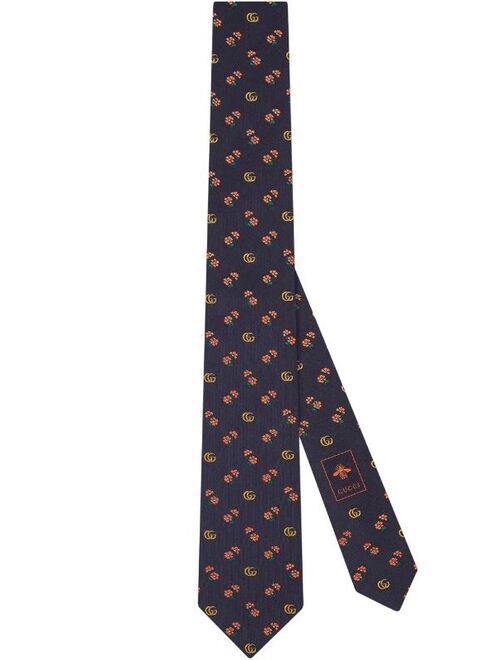 Gucci Double G flowers silk jacquard tie