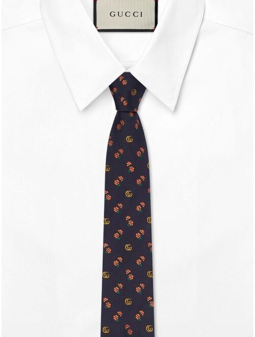 Gucci Double G flowers silk jacquard tie