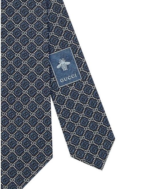 Gucci GG and rhombus motif silk tie