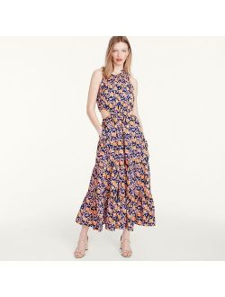 Harbour side-cutout dress in painted block print
