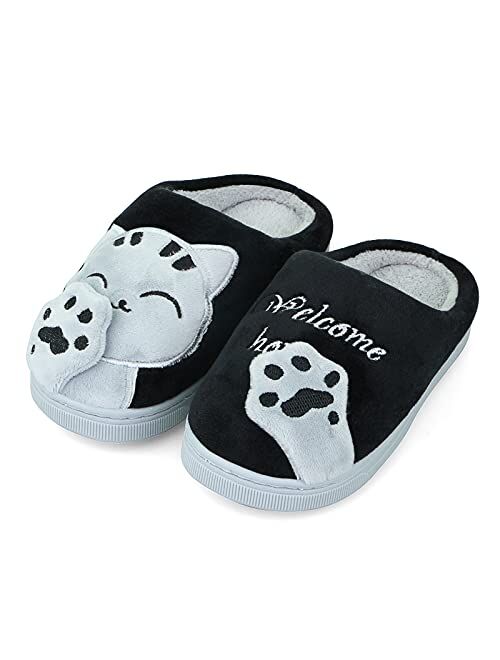 Wysbaoshu Boys Girls House Slippers Kids Cute Animal Slippers Warm Comfy Fuzzy Anti-Slip Indoor Shoes