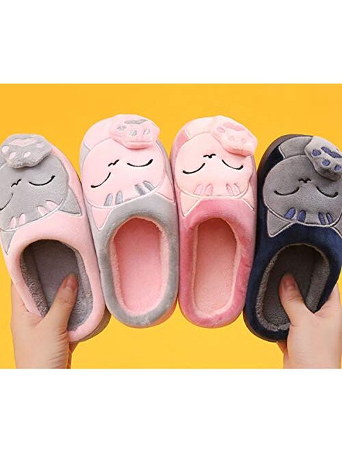 Wysbaoshu Boys Girls House Slippers Kids Cute Animal Slippers Warm Comfy Fuzzy Anti-Slip Indoor Shoes