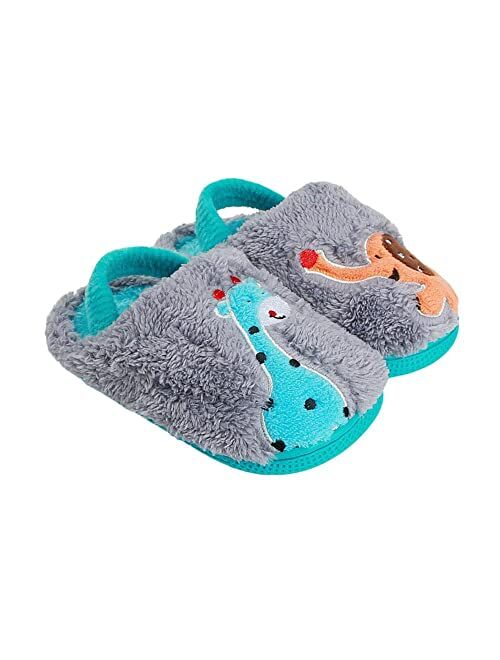 Mikitutu Toddler Boys & Girls Cute Animal Slippers, Kids Winter House Shoes