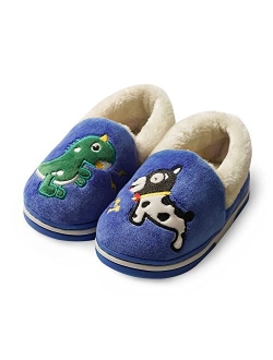 Garatia Toddler Slippers Boys Warm Cute Cartoon Slippers Booties Kids Girls Plush Fur Indoor House Home Shoes
