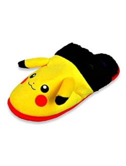Pokemon Boys' Slippers – Pikachu Plush Fuzzy Slipper Slides (Little/Big Kid)
