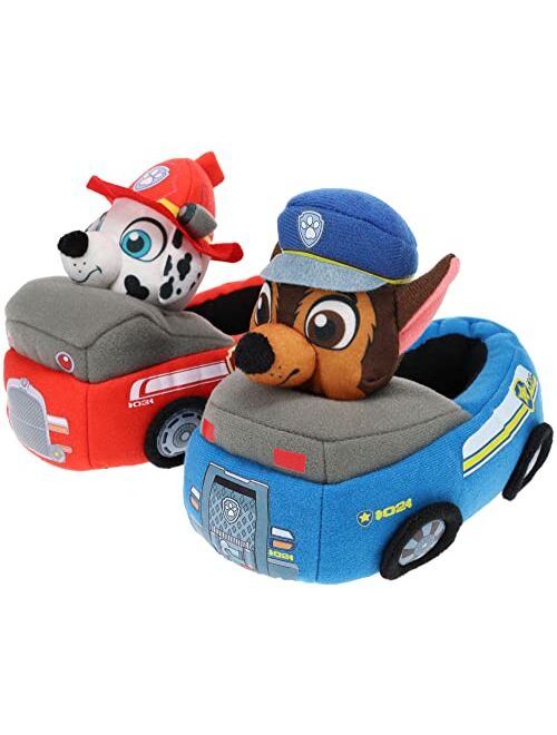 Paw Patrol Toddler Slippers Chase and Marshall Novelty Fullbody Slippers, Blue Red, Toddler Size 5/6 to 11/12